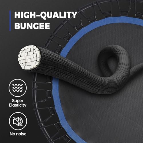 Mini Fitness Trampoline with Bungees - Stable & Quiet Rebounder for Adults