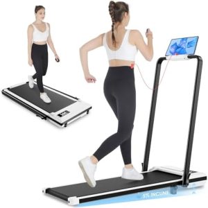ANCHEER |0 HP Foldable Treadmill for Home Workouts with Handles | ANCHEER Portable Under Desk Treadmill with 12% Inclin