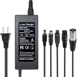 42V 2A Charger for 36V Scooter Lithium Battery / DC 5.5*|1 Plug | 5-Plug 42V 2A Scooter Charger with 8mm 3 Prong & 12mm