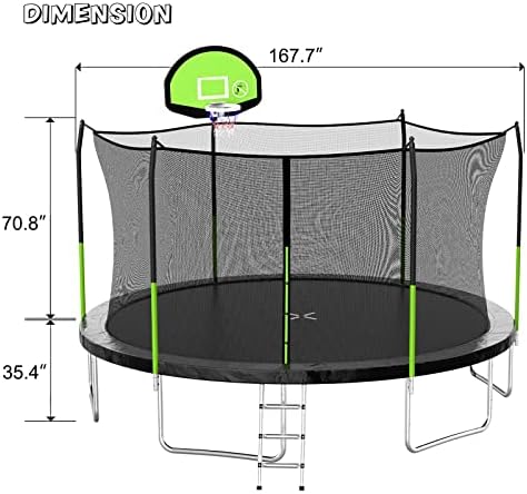 AOTOB Heavy Duty Trampoline with Safety Net and Hoop for Kids and Adults Outdoor Jumping