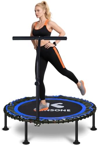 450/550 Lbs Quiet Indoor Mini Trampoline for Adults | Fitness Gym Workout | 40/48" Foldable Rebounder Trampoline with Bu