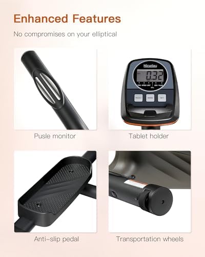 Niceday Elliptical Exercise Machine for Home Workout, Magnetic Elliptical Trainer with Kinomap APP Support, 19IN Stride,
