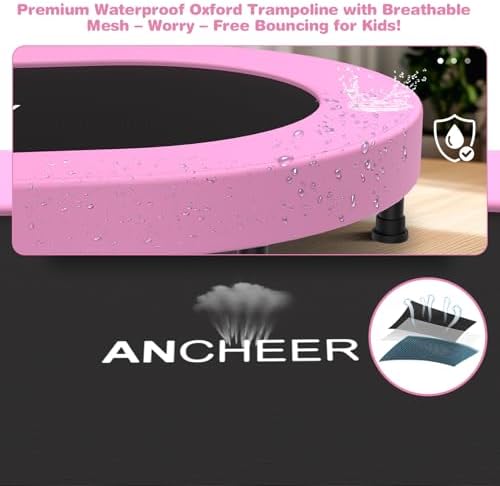ANCHEER Mini Trampoline for Kids & Toddlers - Indoor/Outdoor Rebounder with Adjustable Handle, 56'' Safe Oval Fitness Tr