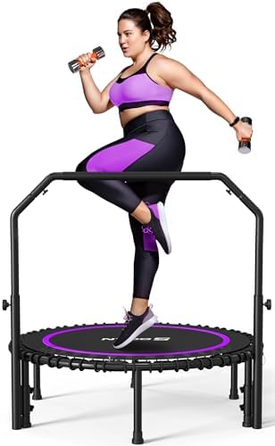 BCAN 40"/48" Mini Rebounder Trampoline for Adults with Bar: Whole-Body Workout & Relaxation at Home, Stable & Quiet, Adj