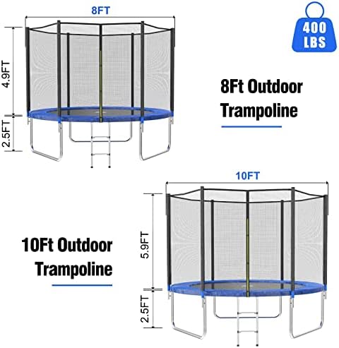 AOTOB Heavy Duty Trampoline with Safety Net and Hoop for Kids and Adults Outdoor Jumping