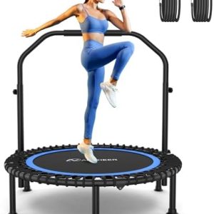 Ancheer Bungee Rebounder Trampoline, Foldable Fitness Trampoline with Resistance Ropes, 450-550LBS Capacity, Safe for Ho
