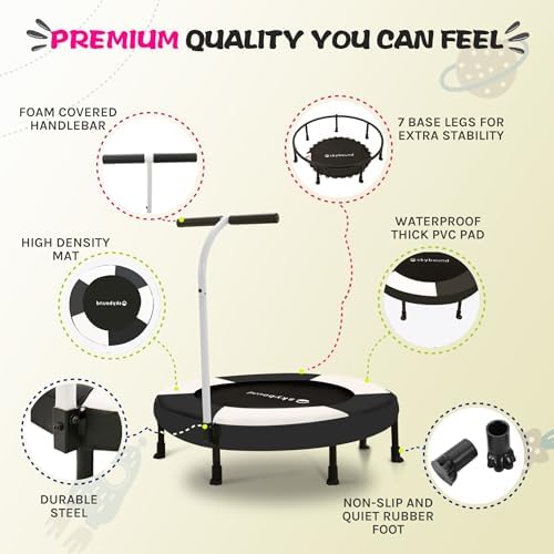 SkyBound Kids Trampoline Indoor 36 Inch - Kids Trampoline with Handle - |0mm Steel Pipe Mini Trampoline for Toddlers and