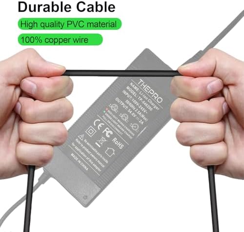 THEPRO 5|6V 2A Battery Charger Universal 5|6V Power Adapter Chargers for 48V Lithium Battery, 5.5mm DC Connector for |5m