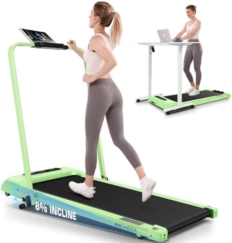 ANCHEER Under Desk Treadmill with Incline and Handle Bar for Home Office | ANCHEER 4 in 1 Folding Treadmill with LED Di