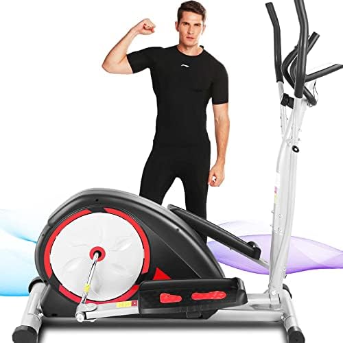 ANCHEER Elliptical Exercise Machine for Home Gym, Ultra-Silent Elliptical Trainer with Pulse Rate Grips, Smooth Resistan