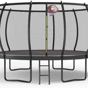 Lyromix 12-16FT Trampoline with Basketball Hoop and Lights for Kids and Adults | Lyromix Recreational Trampoline with S