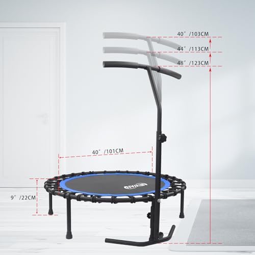 NEWAN Silent Mini Trampoline for Adults - 40" to 48" Diameter, Max Limit 330lbs, Silent Bungee Rebounder Jumping Cardio