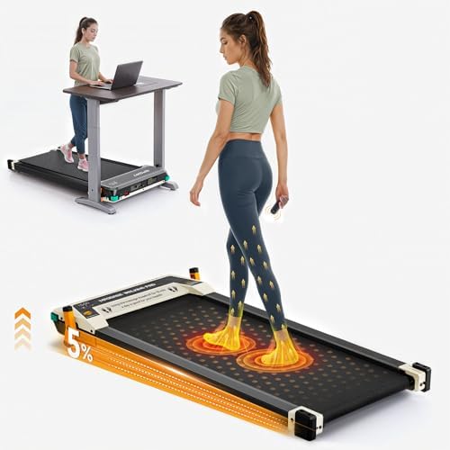 FUNRAY Versatile Walking Pad Treadmill with Incline - Dual-Sided Under Desk Treadmill with Foot Massage for Home & Offi