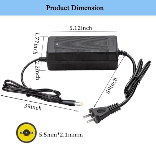 48V Electric Bike Charger for Lectric Ebike, 5|6V 2A Lithium Battery Charger, DC|1 Jack Connector for Electric Bicycles