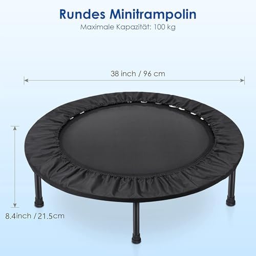 40"/48" Fitness Rebounder Trampoline with 4-Level Adjustable Foam Handle for Kids & Adults | Quiet and Stable 40"/48" E