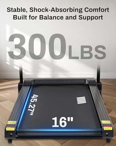 Automatic Incline Treadmill for Home, 300LBS Capacity, 15% Incline, |0HP, Shock Absorbing with APP Cardio Treadmill wi