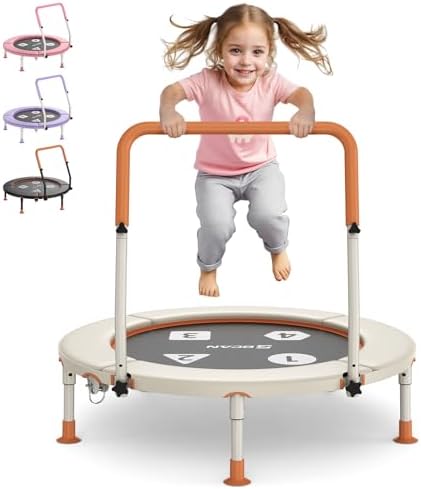 BCAN 36" Toddler Trampoline for Kids Ages 1-6: Safe, Foldable & Adjustable, Indoor & Garden Use, Gift for Boys and Girls