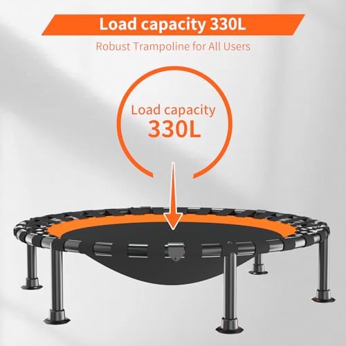 48" Foldable Mini Trampoline for Adults and Kids | Durable Bungee Band | 330lbs Load Capacity | Portable Exercise Reboun
