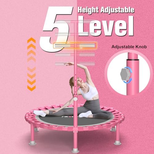 Global Recycled Standard Foldable Mini Trampoline for Adults & Kids 40" 450lbs Capacity T-Shaped Adjustable Bar Indoor F