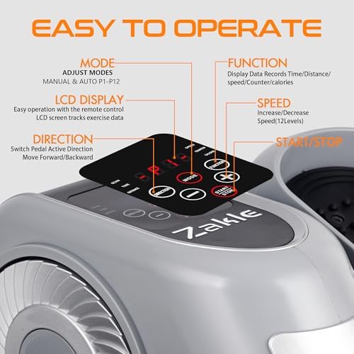Zakle Electric Elliptical Machine for Home Office Users, Quiet Seated Pedal Exerciser with Remote Control and 12 Speed L