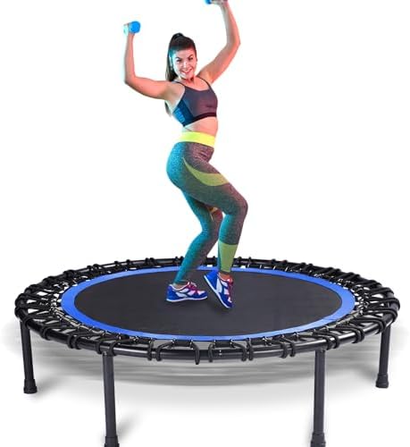 Mini Fitness Trampoline with Bungees - Stable & Quiet Rebounder for Adults