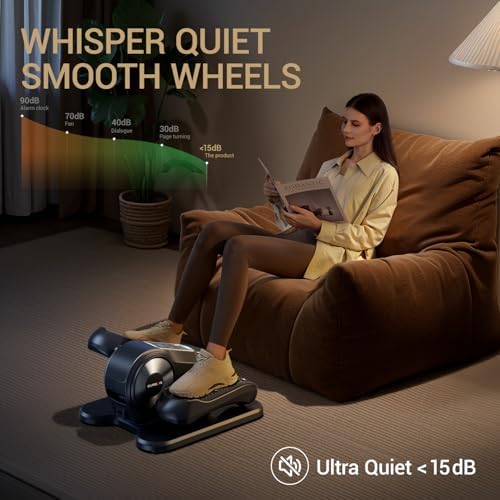 Under Desk Elliptical Machine for Home Office with Remote Control and Auto Mode | Mini Seated Pedal Exerciser with 12 S