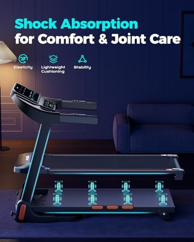 Home Gym Equipment |0HP Folding Treadmill with Incline and Bluetooth | Best Home Treadmill for Weight Loss 300 lbs Capa