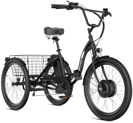 ANCHEER 600W Peak Electric Tricycle for Adults | 24" 499Wh Foldable 3 Wheel Ebike for Seniors | Rear Differential 15.5M