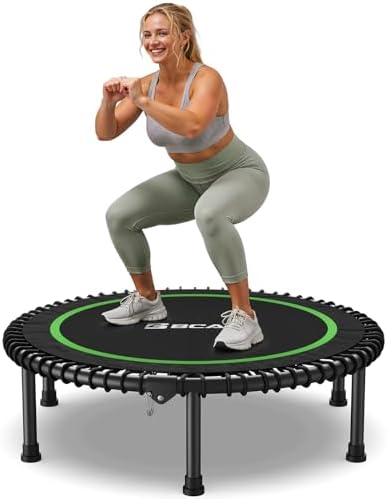 BCAN Durable 450LBS/550LBS Foldable Mini Trampoline for Adult Indoor/Outdoor Workout