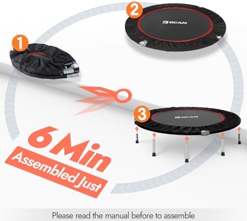 BCAN Mini Trampoline for Adults Indoor Workout with Safety Pad, Rebounder Exercise Trampoline, Max Load 300lbs BCAN Fo