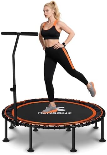 450/550 Lbs Quiet Indoor Mini Trampoline for Adults | Fitness Gym Workout | 40/48" Foldable Rebounder Trampoline with Bu