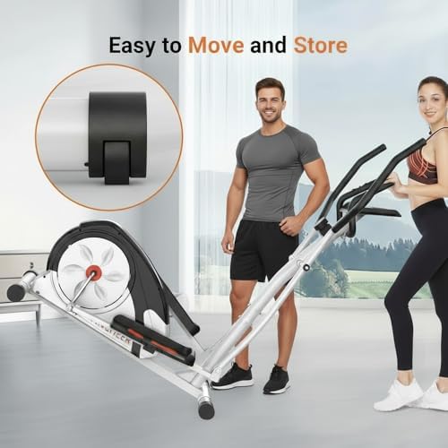 ANCHEER Elliptical Exercise Machine for Home Gym, Ultra-Silent Elliptical Trainer with Pulse Rate Grips, Smooth Resistan