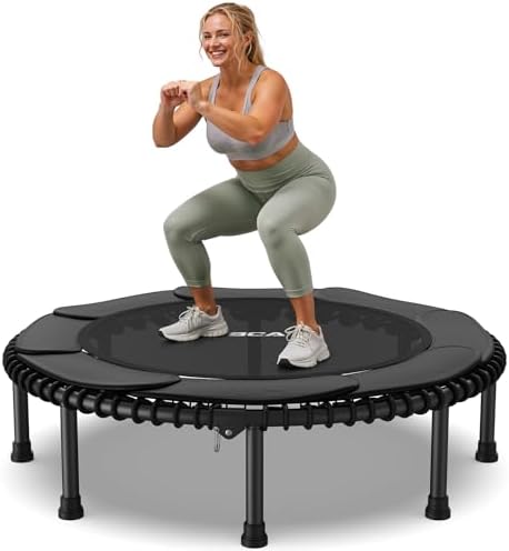 BCAN Durable 450LBS/550LBS Foldable Mini Trampoline for Adult Indoor/Outdoor Workout