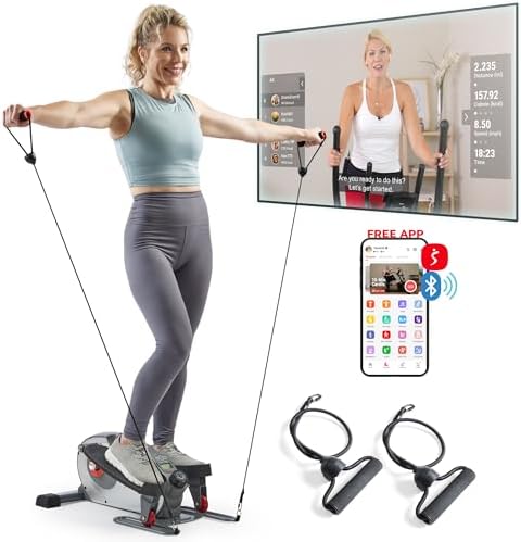 Sunny Health & Fitness Portable Elliptical Machine for Home Workout, Senior Friendly Sit/Stand, Free Sunnyfit App Connec