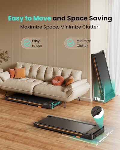 Home Office Walking Pad, Under Desk Treadmill with Incline, |5HP Portable Walking Treadmill, 265 Lbs Weight Capacity, Re