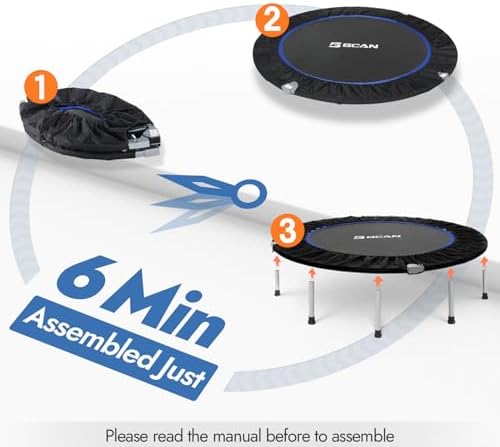 BCAN Mini Trampoline for Adults Indoor Workout with Safety Pad, Rebounder Exercise Trampoline, Max Load 300lbs BCAN Fo