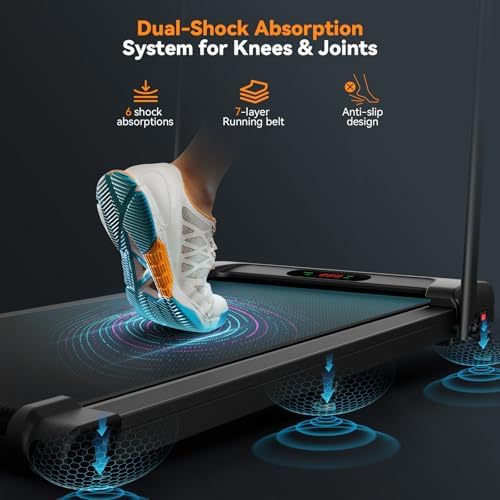 ANCHEER |0 HP Foldable Treadmill for Home Workouts with Handles | ANCHEER Portable Under Desk Treadmill with 12% Inclin