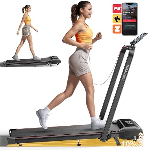 Portable Compact Under Desk Treadmill with App Remote Control and LED Display 2 in 1 Foldable Treadmill with Incline for