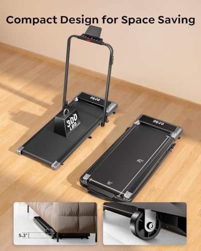 Portable Compact Under Desk Treadmill with App Remote Control and LED Display 2 in 1 Foldable Treadmill with Incline for