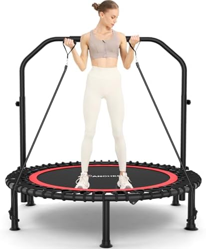 ANCHEER 40"/48" Foldable Mini Trampoline for Home Exercise and Fitness | Indoor Trampoline with Resistance Bands and 4