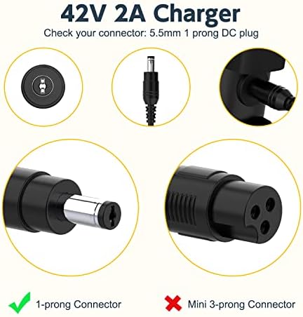Ancheer 42V 2A Charger for 12" Mini EB5 350W Folding Bike - Lightweight & Portable | 42V 2A Fast Charger for Ancheer 16
