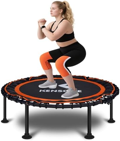 450/550 Lbs Quiet Indoor Mini Trampoline for Adults | Fitness Gym Workout | 40/48" Foldable Rebounder Trampoline with Bu