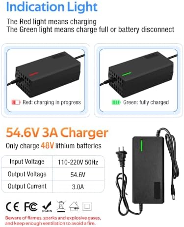 Super Fast Charger for 48V Lithium Battery No Adapter Needed | 5|6V 3A/5A Charger for 48V Lithium Battery with Cooling