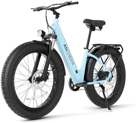 ANCHEER 26" Electric Bike for Adults, 1000W Peak Motor, 60 Miles Range, Fat Tire Electric Bike Off-Road EBike for Men &