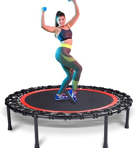Mini Fitness Trampoline with Bungees - Stable & Quiet Rebounder for Adults