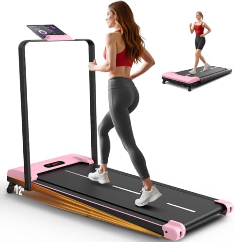 ANCHEER |0 HP Foldable Treadmill for Home Workouts with Handles | ANCHEER Portable Under Desk Treadmill with 12% Inclin
