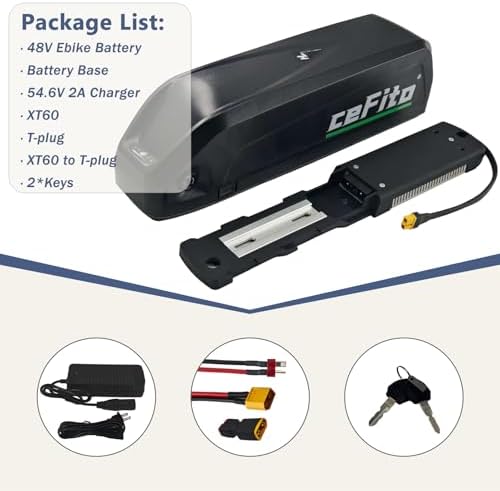 48V Lithium ion Battery Pack for Electric Bicycle 0-1000W Motor 2A Fast Charger (48V 10Ah) | 48V Ebike Battery 10Ah Sui