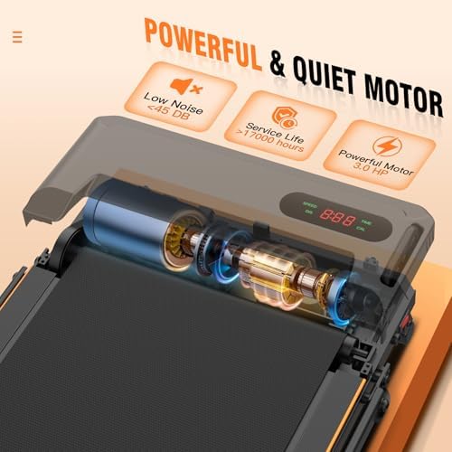 ANCHEER |0 HP Foldable Treadmill for Home Workouts with Handles | ANCHEER Portable Under Desk Treadmill with 12% Inclin