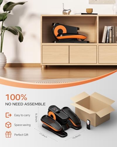 Under Desk Elliptical Machine with 12 Adjustable Speed + Quiet & Portable Seated Pedal + Non-Slip Foot Straps Under Desk