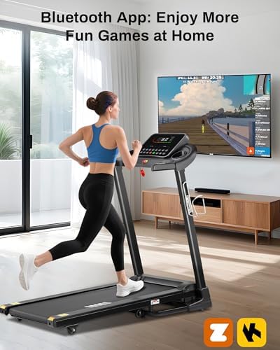 Automatic Incline Treadmill for Home, 300LBS Capacity, 15% Incline, |0HP, Shock Absorbing with APP Cardio Treadmill wi